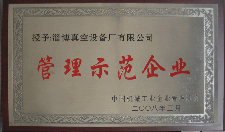 2008年3月，公司被中國機械工業(yè)企業(yè)管理協(xié)會(huì )授予“管理示范企業(yè)”
